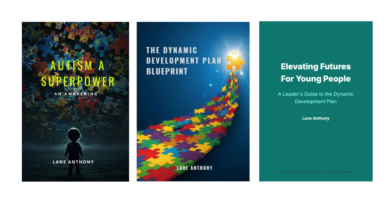 Diagram linking Autism a Superpower, the DDP Blueprint, and the Leader's Guide